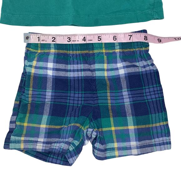 CARTER'S Cotton Green Alligator shirt and short Baby Outfit Set Size 12m - Picture 4 of 5